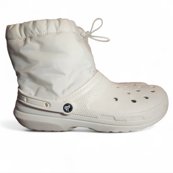 Unisex Crocs Classic Lined Neo Puff White Winter Snow Rain Boots Men 12 EUC Warm - Picture 1 of 6